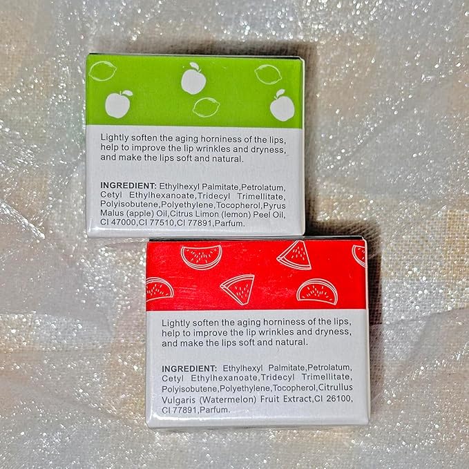 2 Packs Apple & Watermelon Lip Balm Honey Pot, Vitamin E Lip Masks & Moisturizing Propolis Sleeping Lip Mask, Effective Reduces Lip Lines Prevention Dry Lip Care