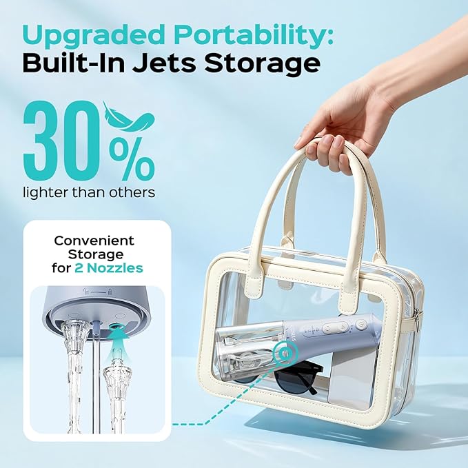 COSLUS Portable Water Flosser for Teeth: 3 Modes & 6 Pressure Settings with Jet Mode Water Dental Pick for Orthodontic, Braces, Sensitive Gums, Compact for Travel, 300ML for Multiple Users, Blue C51