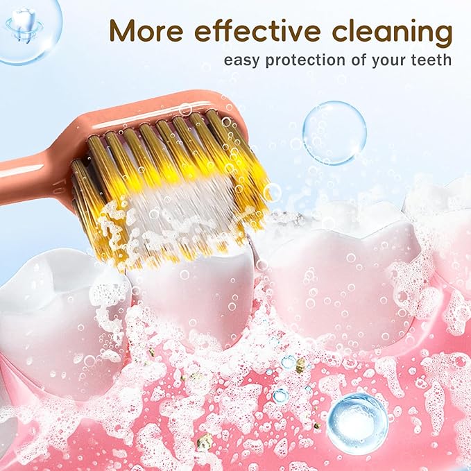 Extra Soft Toothbrush for Sensitive Gums, Wide Head Soft Bristle Toothbrush with Soft Flossing Micro Nano Bristles for Adults, Pregnant Women, Elderly, Braces, 6pcs