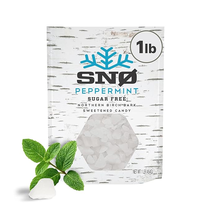 SNØ Peppermint Xylitol Candy Chips | Oral Health Support | Pure Birch Xylitol | Sugar-Free, Low-Carb, Diabetic-Friendly | Vegan, Non-GMO, Gluten-Free, Kosher, Keto-friendly (1 LB Bag)