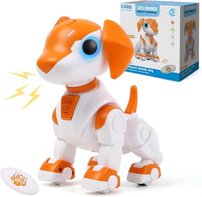 Remote Control Robot Toys Dog for Kids Age 3-8, RC Smart Walking Electronic Pet Dog Toy with Light Eyes, Dancing and Music, Gift Ideas for Toddler Boys and Girls 4 5 6 7 Year Old