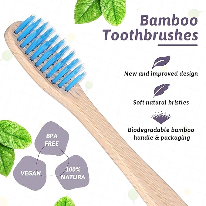 120 Pcs Bamboo Toothbrushes, Natural Soft Bristle Toothbrush Individually Wrapped Travel Tooth Brush 12 Color Vegan Organic Toothbrushes for Adults Travel