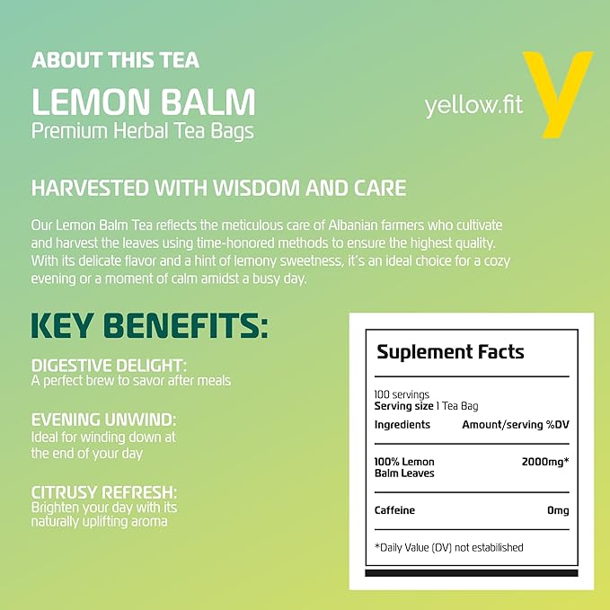 LEMON BALM, loose leaf 100 tea bags – THE HERBAL TREASURE OF ALBANIA