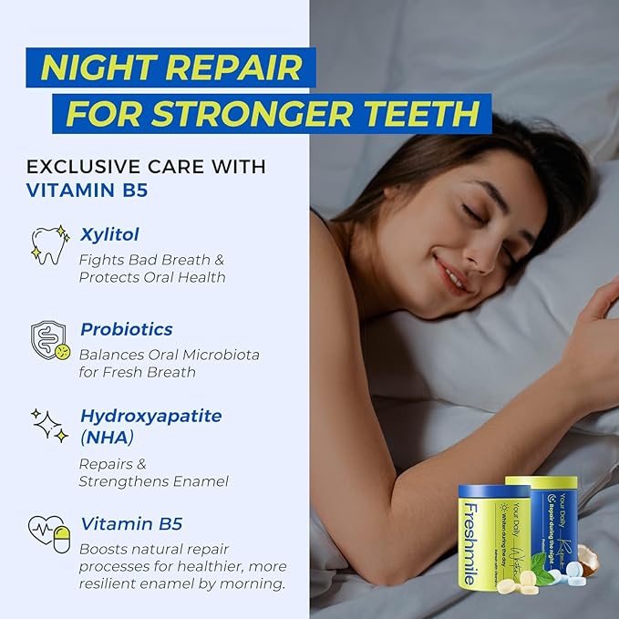 Whitening Toothpaste Tablets with Nano-Hydroxyapatite (NHA), Natural Teeth Whitening & Repair, Xylitol for Fresh Breath, Fluoride-Free, Protects Sensitive Teeth & Gums (120 Count)