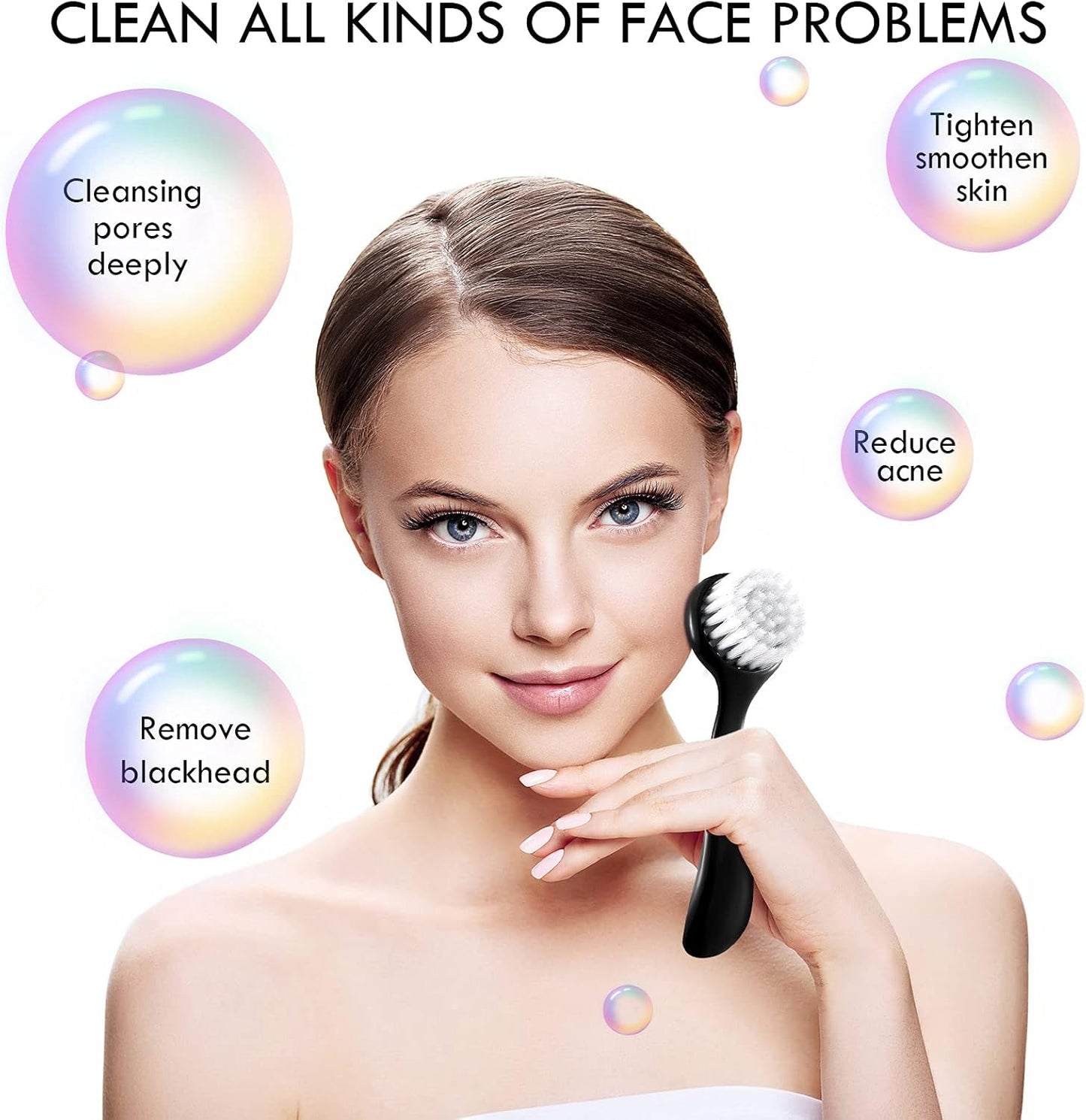 3 Pieces Facial Cleansing Brush Acrylic Handle Face Scrubbers Soft Bristle Exfoliator Cleaner Brush Scrub Exfoliating Facial Scrubber for Face Care Makeup Skincare Removal(Black)