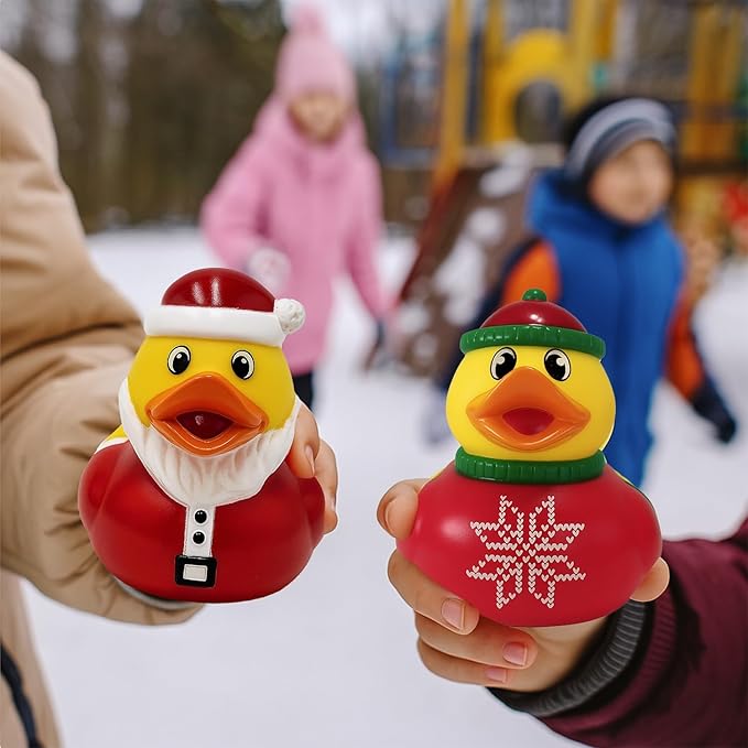 Christmas Rubber Duck, 6-Pack Toy Duckies for Kids, Bath Birthday Gifts Baby Showers Summer Beach and Pool Activity, 3.5" Inches (6-Pack)