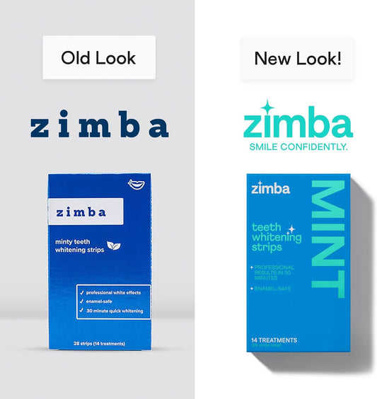 Zimba Watermelon Flavored Teeth Whitening Strips | Vegan, Enamel Safe Hydrogen Peroxide Teeth Whitener for Coffee, Wine, Tobacco, and Other Stains | 14 Day Treatment | Watermelon