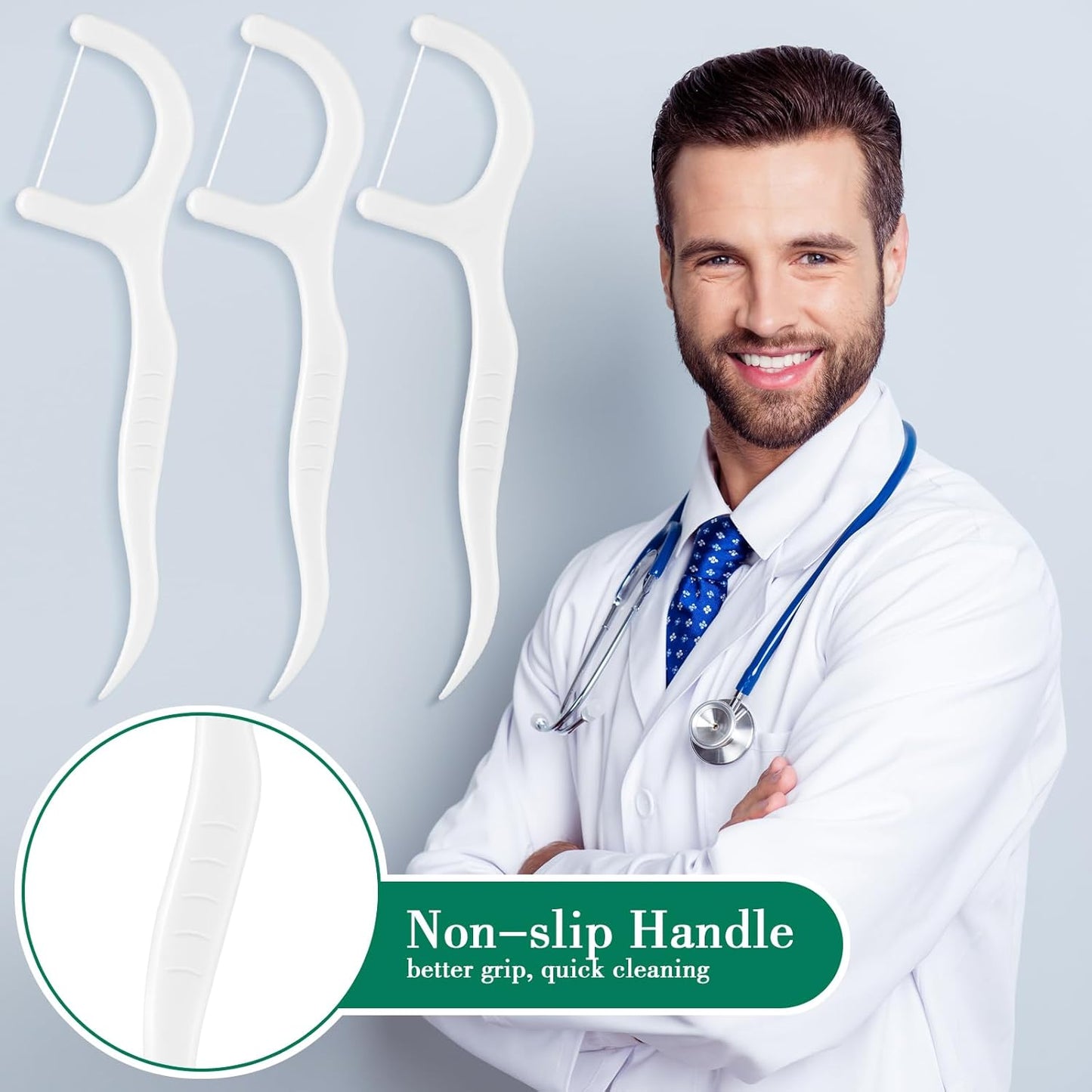 Baderke 200 Count Floss Picks Bulk Non Breakable Tooth Picks Flosser Dental Floss Sticks for Adults Teeth Cleaning Dental Flossers for Family Pack Travel(White)