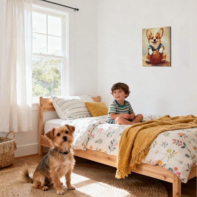 YOUHONG Animal Print Animal Canvas Wall Art Dog Art with Inner Wooden Frame - Lightweight, Sports Wall Decor for Bedroom & Living Room Decoration Ready to Hang (12x15.7 Inches)