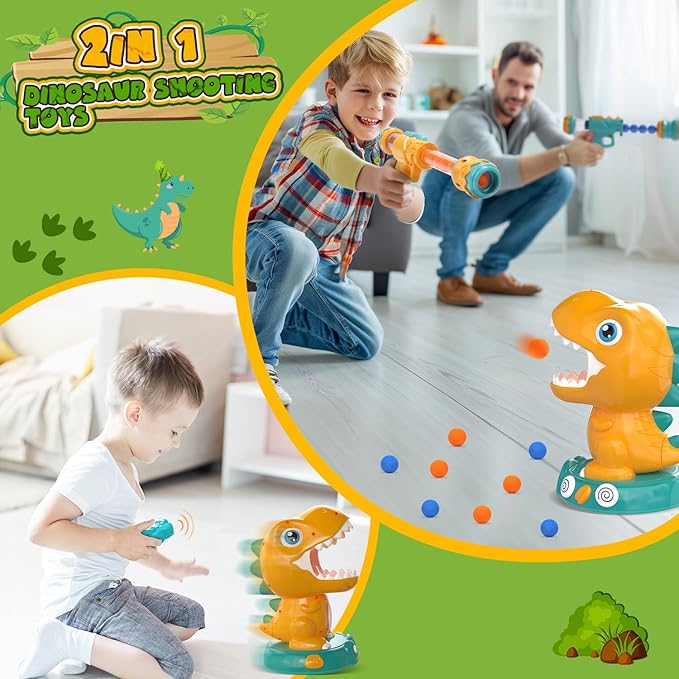 EagleStone Remote Control Dinosaur Shooting Toys for Kids 3-5 5-7 8-12, Electronic Dino Shooting Target Game with Spay, Auto Scoring, Light &Roar, 3 4 5 6 7 Year Old Boy Birthday Gift Party Favor