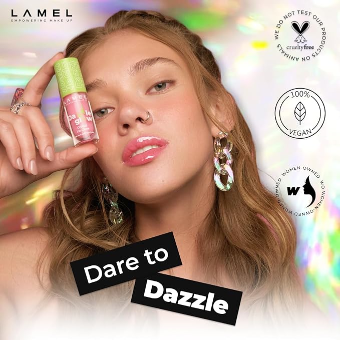 Lamel Dazzle Glow Crystal Clear Lip Gloss - Hydrating Lip Gloss - Non Sticky - Colored - Moisturizing - №406 Empower