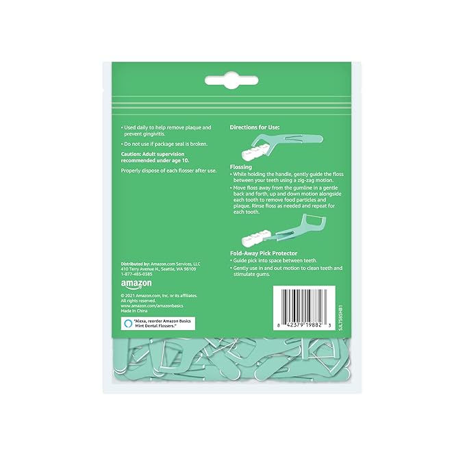 Amazon Basics Mint Dental Flosses, 540 Count, 6 Packs of 90
