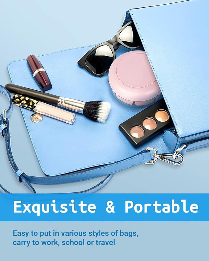 Denture Bath Case, Denture Cup, Leak Proof Portable Retainer Case, Denture Cleaning Kit with Cleaner Brush, Denture Box with Strainer & Mirror, Denture Case for Aligner Retainer Mouth Guard (Pink)