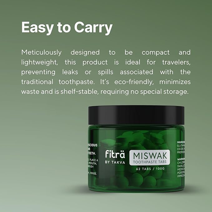Fitra Toothpaste Tablets - Fluoride Free Miswak/Siwak Toothpaste Tablets - for Daily Use or Travel