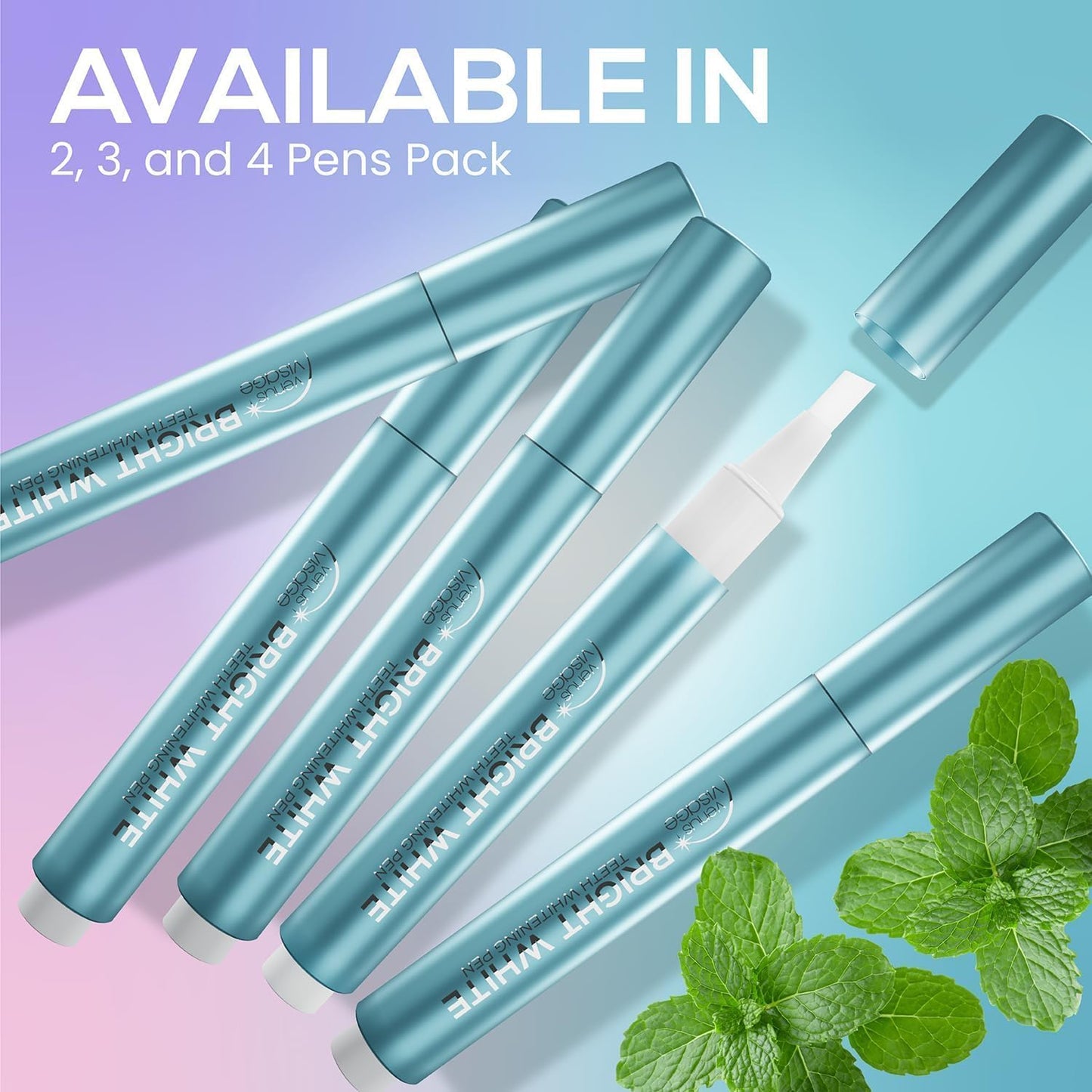 Venus Visage Teeth Whitening Pen (1 Pack) - Effective Teeth Whitening Gel - 10+ Uses - Professional Formula - Mint Flavor - No Sensitivity