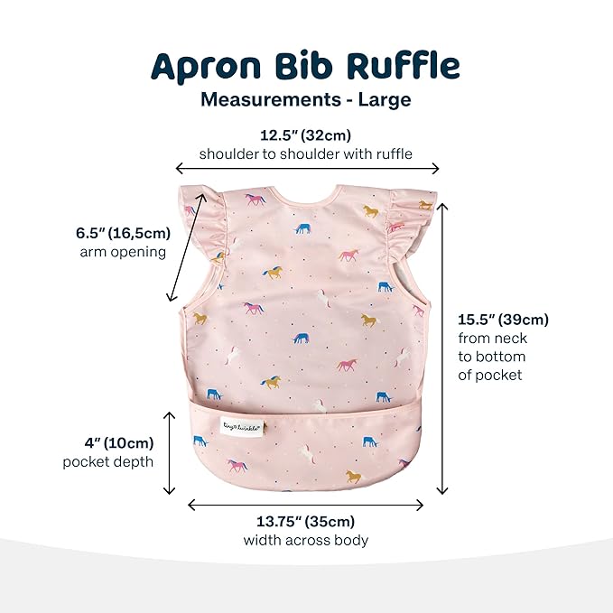 Tiny Twinkle Mess Proof Baby Bib for Girls | Waterproof Toddler Bib for Eating | Baby Apron for Feeding | Machine Washable | Perfect Shower Gift (Unicorn Confetti, 6–24M)