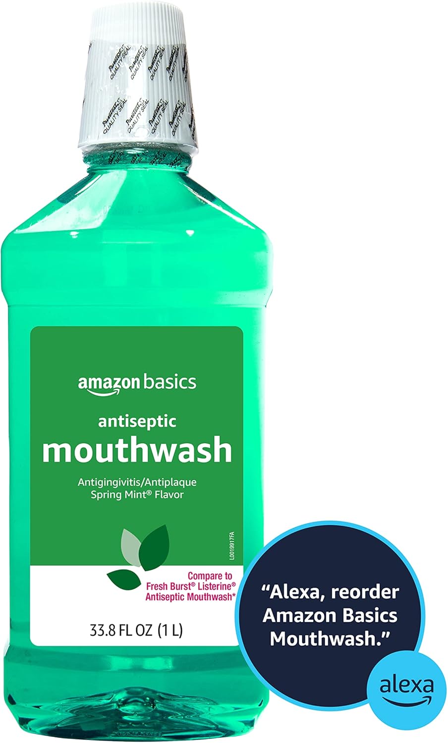 Amazon Basics Antiseptic Mouthwash, Mint, 33.80 Fl Oz, 1 Pack