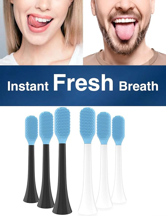 Tongue Scraper Heads for Most U-Shaped Electric Toothbrush – Gentle & Effective Tongue Cleaner, Fresh Breath, 2 Pack, Replacement Brush Heads