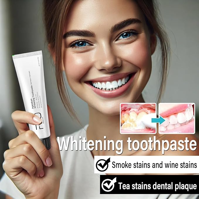 R&O Ageratum Whitening Toothpaste with Bamboo Charcoal, 3.53 oz - Removes Stubborn Stains, Great for Teeth Whitening, Reduces Plaque, Promotes Oral Health with Long - Lasting Fresh Breath (1 Tube)