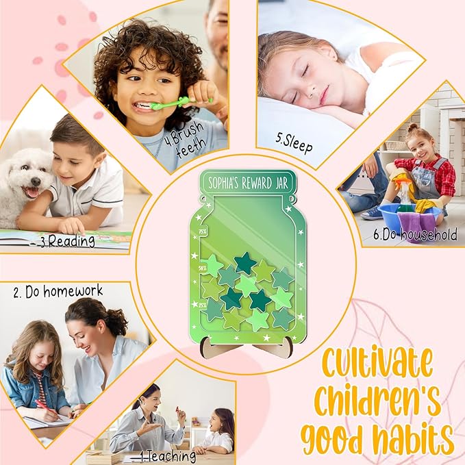 Custom Reward Jars for Kids - Magnetic Reward Jar for Classroom Behavior – Incentive Jar with Stars for Teachers & Kids – Class Rewards Chart, Potty Training, Behavior Management Tool, TT03