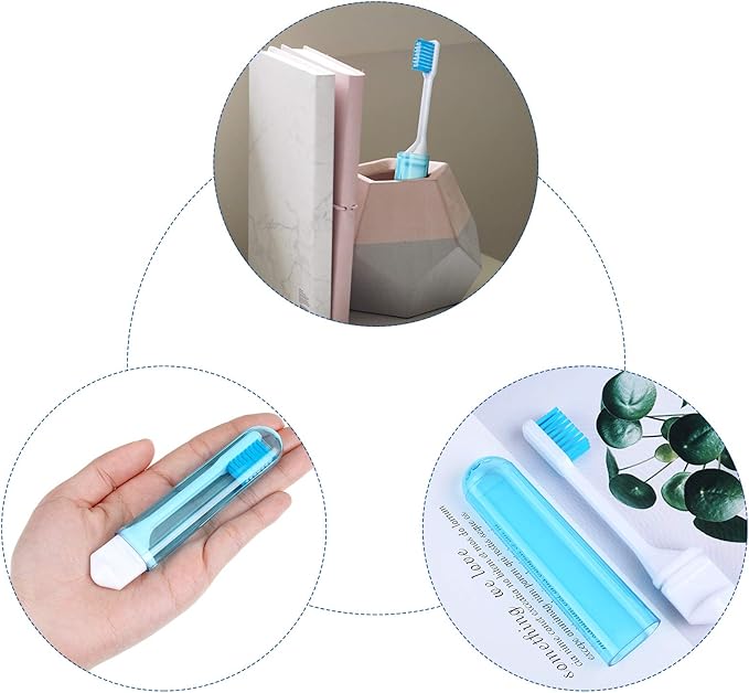 Patelai 8 Pieces Travel Toothbrush Set, Soft Bristle Mini Foldable Tooth Brush with Case, Individually Wrapped Small Portable Travel Size Toiletries Stuff for Camping (Bright Color)