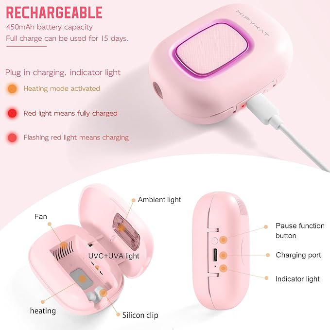 Toothbrush Sanitizeri Case with U V-C Lights, Dryer Heating, Fan Drying - Rechargeable Portable Toothbrush Cover, Magnetic Wall Mount Sterilizeri Box for Home, Travel & Fits All Toothbrushes