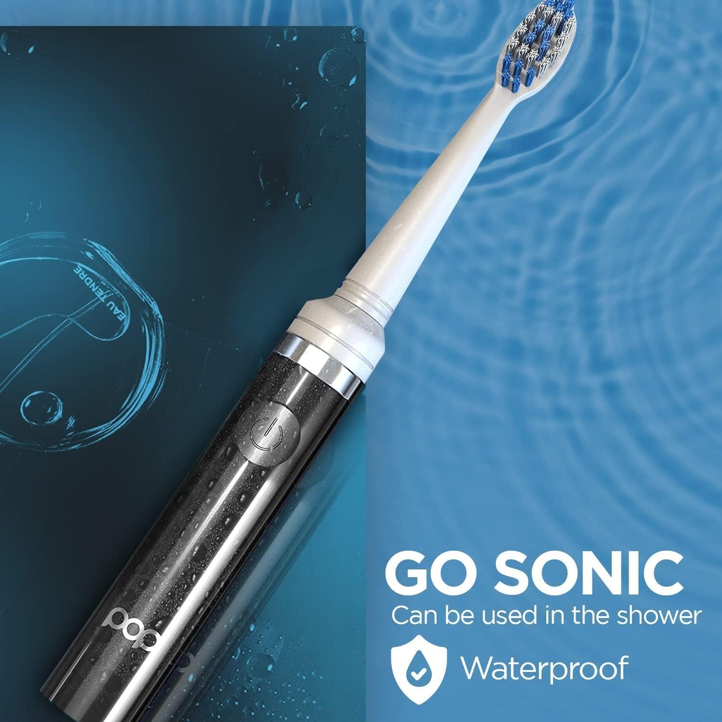 2-Pack Pop Sonic Electric Toothbrush (Black) - Travel Toothbrushes w/AAA Battery | Kids Electric Toothbrushes with 2 Speed & 15,000-30,000 Strokes/Minute, Dupont Nylon Bristles