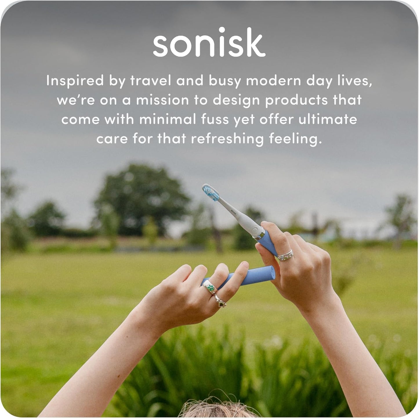 Sonisk Pulse | Battery Powered Electric Toothbrush | Sonic Technology | 1x Battery, 2X Brush Heads, 1x Travel Case Included | 31,000 Strokes Per Minute | Portable Size | Dusty Pink