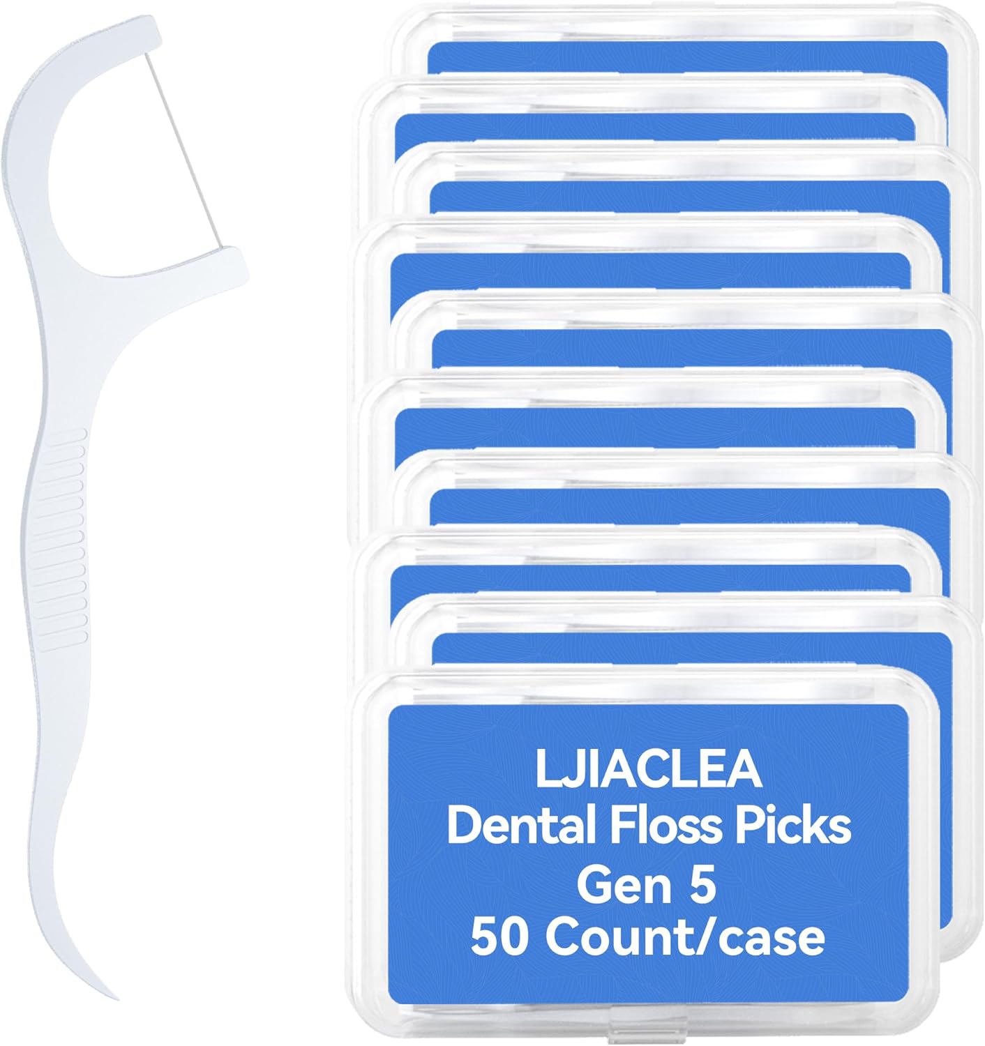 Dental Floss Picks with Built-in Toothpicks 500 Count White Non-Breakable Flossers Bulk 10 Travel Cases Family Pack for Deep Cleaning Plaque Removal and Gingiva Protection Gen 5