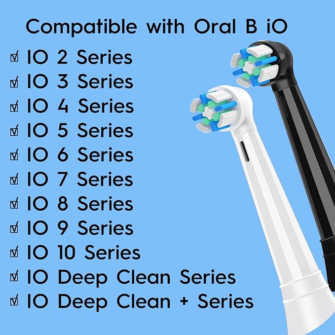 12 Count IO Replacement Heads Compatible with Oral B IO 2/3/4/5/6/7/8/9/10 Series Electric Toothbrushes, Medium Softness Brush Heads Compatible with Oral B iO for Teeth and Gums Care (Black White)