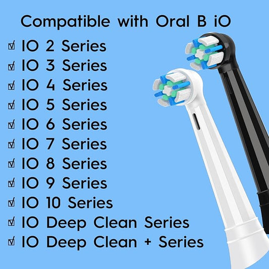 12 Count IO Replacement Heads Compatible with Oral B IO 2/3/4/5/6/7/8/9/10 Series Electric Toothbrushes, Medium Softness Brush Heads Compatible with Oral B iO for Teeth and Gums Care (Black)