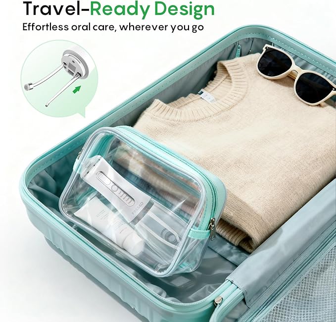 FRESKO Water Dental Flosser with Constant Pressure Technology - Portable Electric Flosser with 50-Day Battery, 10oz Tank, IPX7 Waterproof, 4 Modes & 5 Tips for Deep Oral Clean