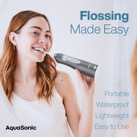 AquaSonic Water Flosser - Cordless Rechargeable Water Flossers for Teeth Cleaning - Waterproof Aqua Flosser, Portable Oral Irrigator for Dental Cleaning with 5 Jet Tips – Braces Home Travel