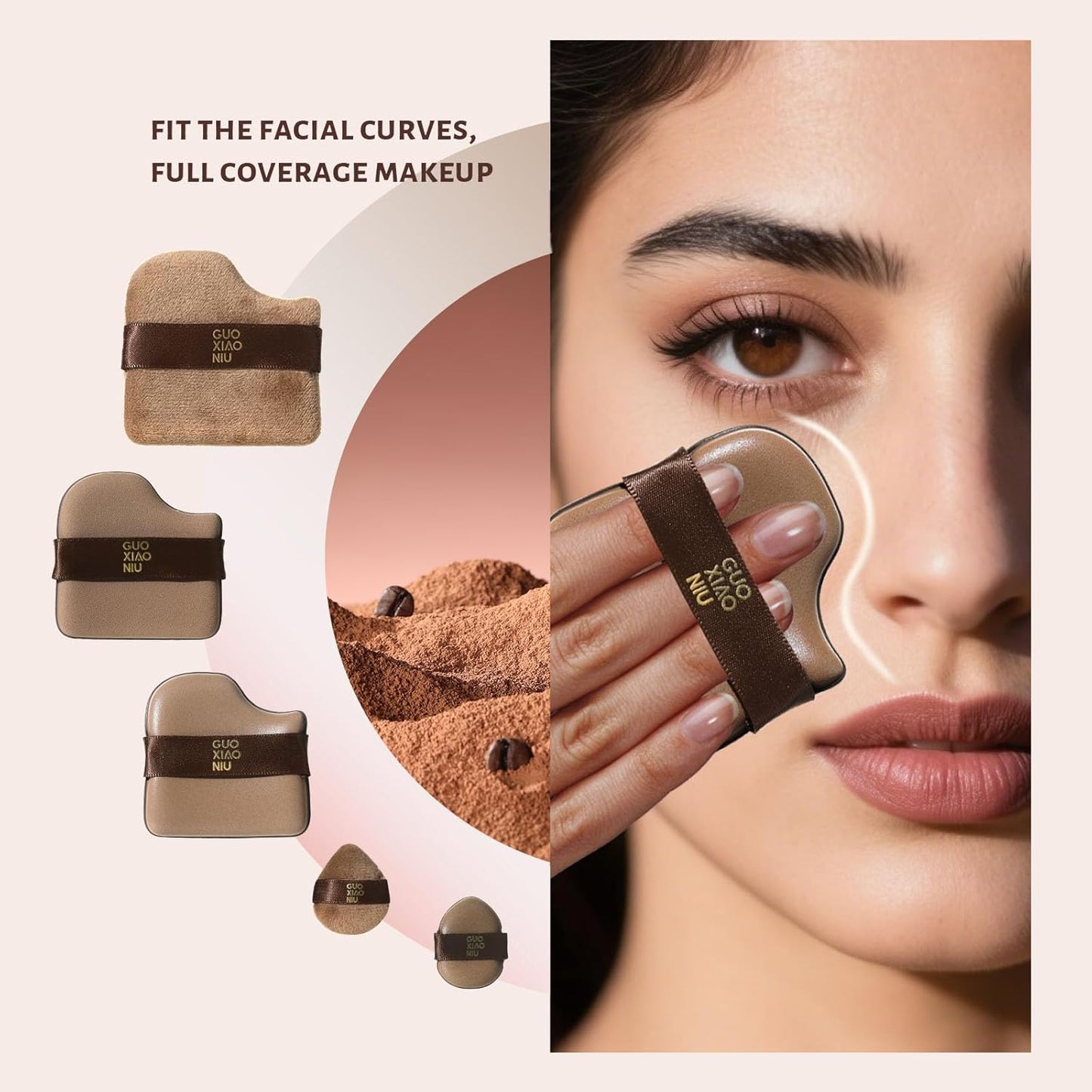 6pcs Powder Puffs Set With Case, Makeup Powder Puff, Velour Makeup Puff, Setting Powder Puff, Reusable & Washable, Ideal For Foundation, Powder Cream, Setting, Christmas Gifts For Women