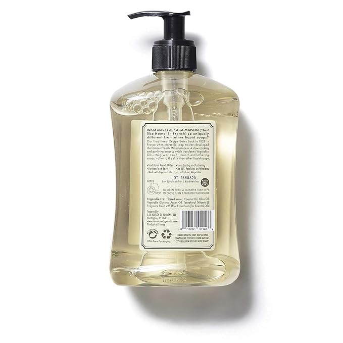 A LA MAISON French Liquid Hand Soap, Almond - Natural Hand Wash Made with Essential Oils - Biodegradable, Plant-Based, Vegan, Cruelty-Free, Alcohol & Paraben Free (16.9 oz, 6 Pack)