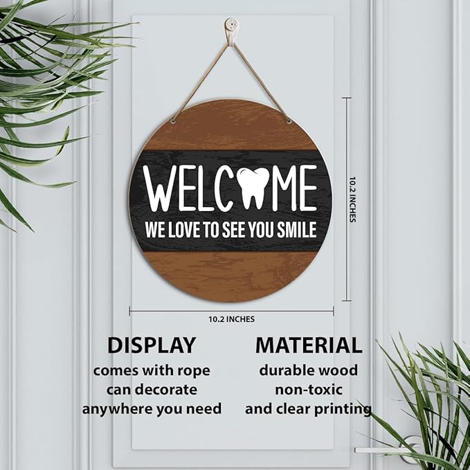 Dental Office Welcome Wooden Wall Decor, We Love to See You Smile, Dentist Welcome Wood Hanging Sign Decoration, Dentist Gifts for Women Men, Dental Hygienist Gifts