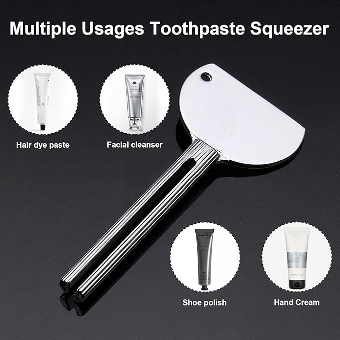 3 Pcs Toothpaste Tube Squeezers,Stainless Steel Toothpaste Squeezer,Metal Manual Dispenser Roller Tube Wringer,Tube Key Tooth Paste Squeezer for Home Toothpaste Paint,Cream, Cosmetic and Hair Dye