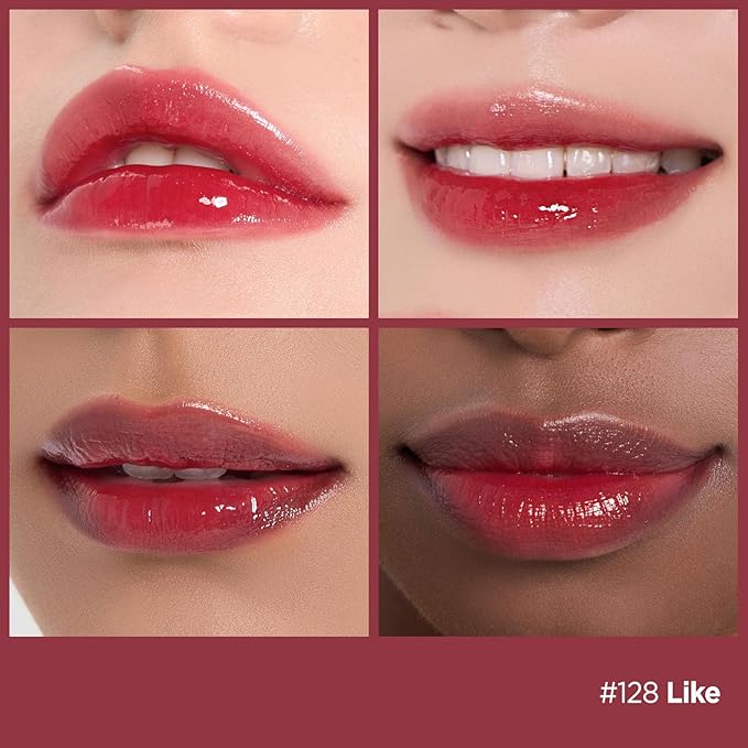 Laka Fruity Glam Tint, 4.5g/0.15oz, Glowing Lip Stain with Wide Color Spectrum, Hydrating & Lightweight Texture, Long-Lasting Bold Stain, Non-Sticky, Vegan, K-Beauty (#128 Rose)