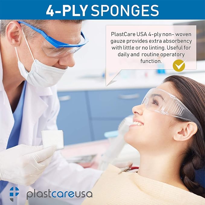 1000 Count 2x2 Gauze Pads - Soft 4-Ply Non Woven Sponges - Non Sterile Dental & Esthetic Wipes - All Purpose Medical Gauze Squares for First Aid, Surgical, Wound Dressing (5 Packs of 200)