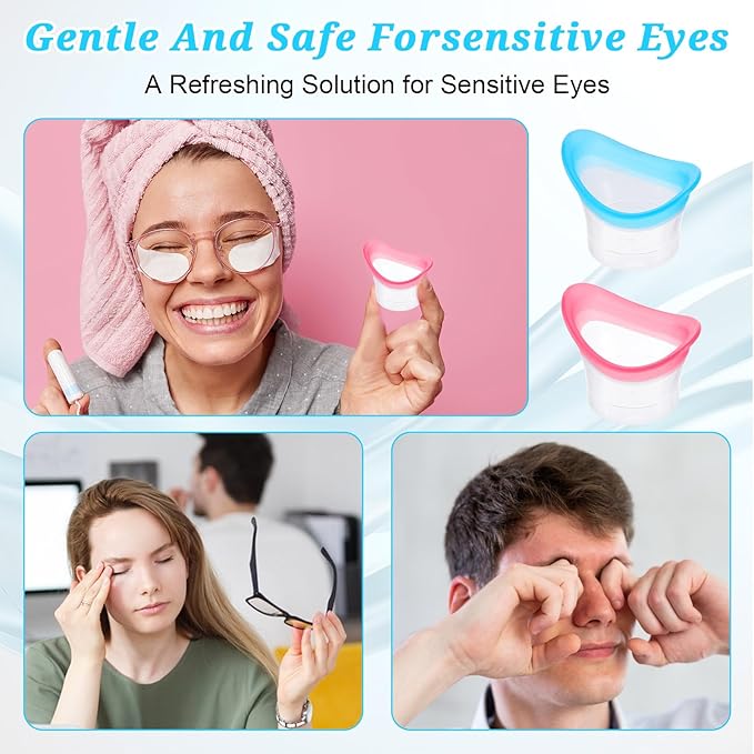 2pcs Eye Wash Cup Eye Wash Bath Kit Eyes wash Cleaner Kit Silicone Eyes Cleaning Cup Tool Manual Portable Eyes Care Tool Eye Cleaner for Eyes Rinse Clean Dust Makeup Irritants Soothing Tired Eye