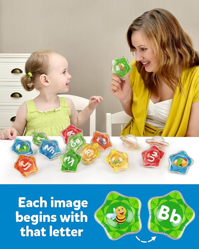 Coogam Starfish Floating Bath Toys, 26pcs Bathtub Alphabet Letters Set, Montessori Educational Water Pool Toy Learning Activities Shower Toy Gift for Preschool Years Old Toddlers