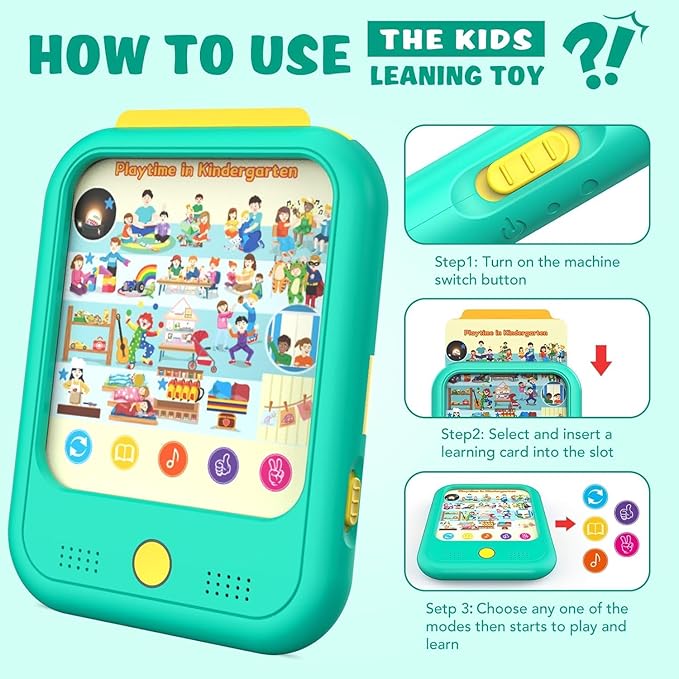 Kids Learning Tablet Educational Learning Pad for Toddlers 2-5 to Learn Alphabets, Numbers, Foods, Time, Music, Talking Cards for Toddlers，Learning Educational Toy Kids Gifts