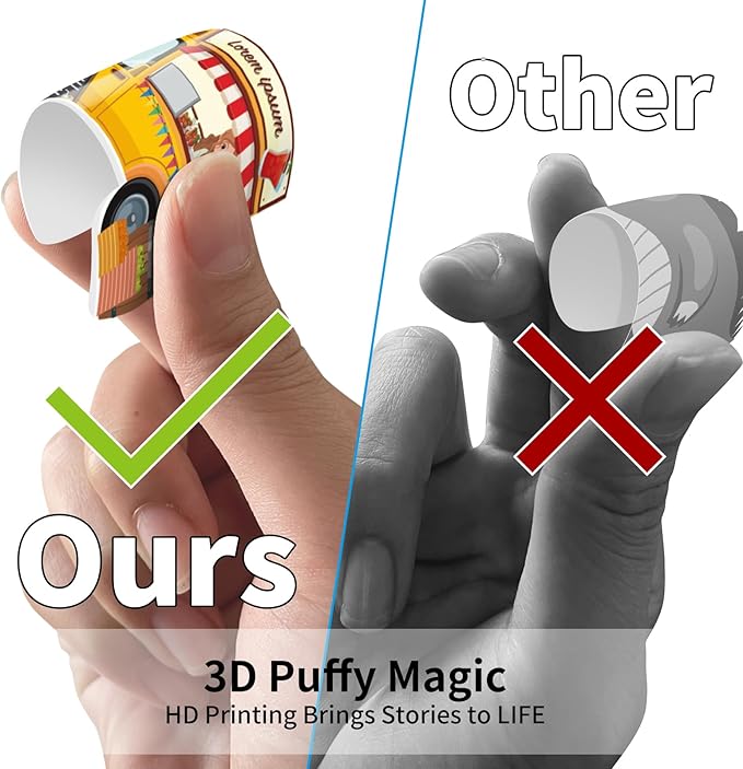 6 Set Reusable Sticker Books for Toddlers 1-3 2-4, Kids 3D Puffy Stickers (Dinosaurs, Forest, Town, Pets, Construction, Insects), Sticker Activity Books