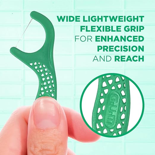 GUM Professional Clean Floss Picks - Extra Strong Shred-Resistant Floss, Easy Grip Handle - Dental Flossers for Adults - Fresh Mint Flavor, 90 Count (Pack of 3)
