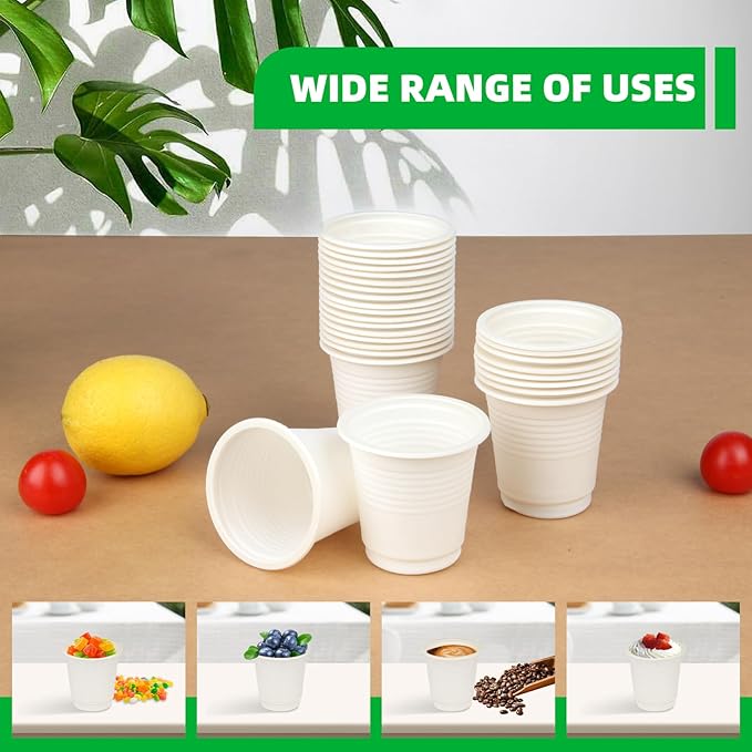 3 oz 300 Pack Compostable Disposable Bathroom Mouthwash Cups, A Great Replacement for Paper Ones,Used for Mini Snack,Hot/Cold Drinking Cup For Party Picnic Office