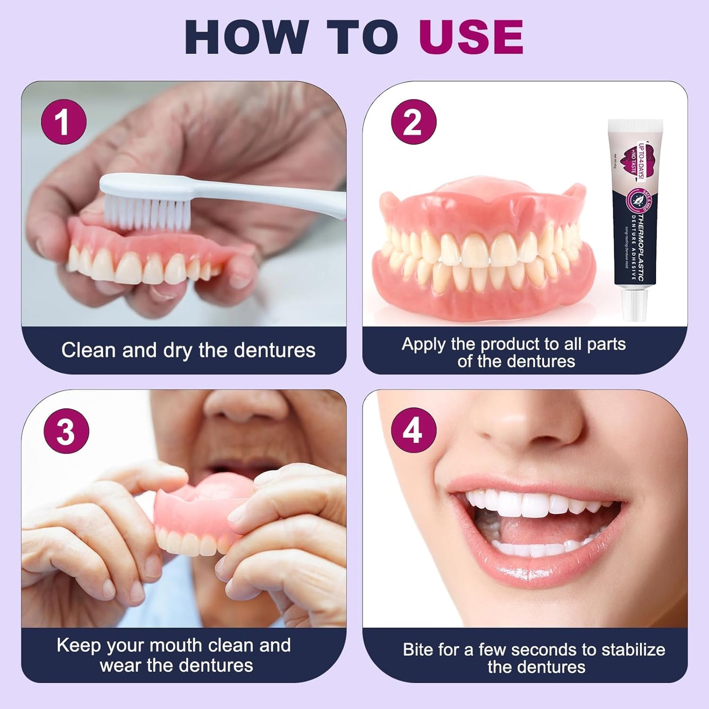 Thermoplastic Denture Adhesive,Ultra Max Hold Denture Adhesive,Improving Comfort Caring (2pcs)