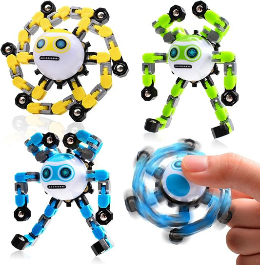 3 PCS Transformable Fidget Spinners Toys for Kids and Adults Stress Relief Sensory Toy for Teens Boys Autism Cool Fingertip Gyros Boy Girl Travel Party Favors Birthdays Gifts Stocking Stuffer