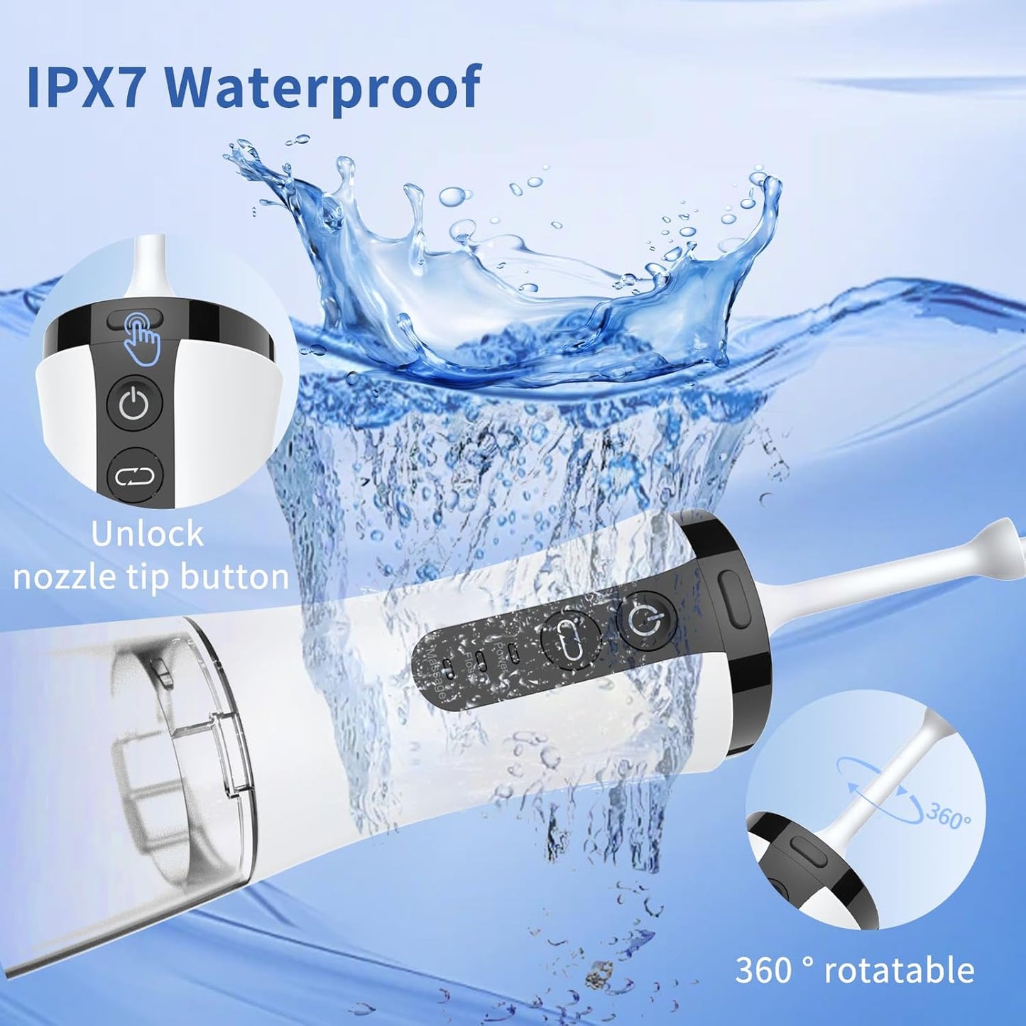 Water Flosser with Camera for Teeth, VITCOCO Visual Water Dental Flosser with 12-Gear, Rechargeable Water Flosser with 3-Nozzle and IPX7 Waterproof for Android and iOS(White)