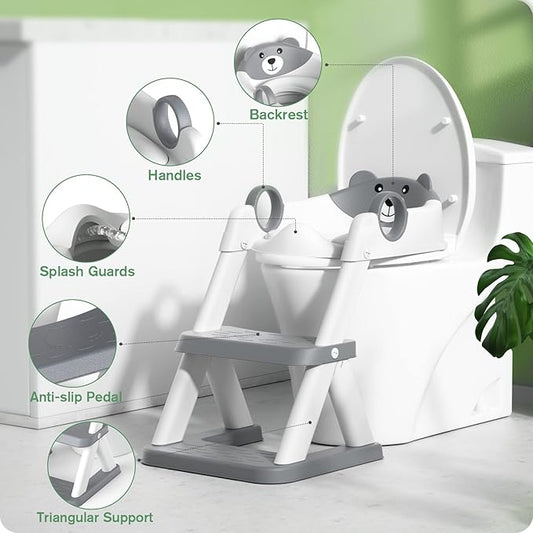 Potty Training Seat, Upgrade Toddler Toilet Seat for Kids Boys Girls, 2 in 1 Potty Training Toilet, Splash Guard Anti-Slip Pad Step Stool