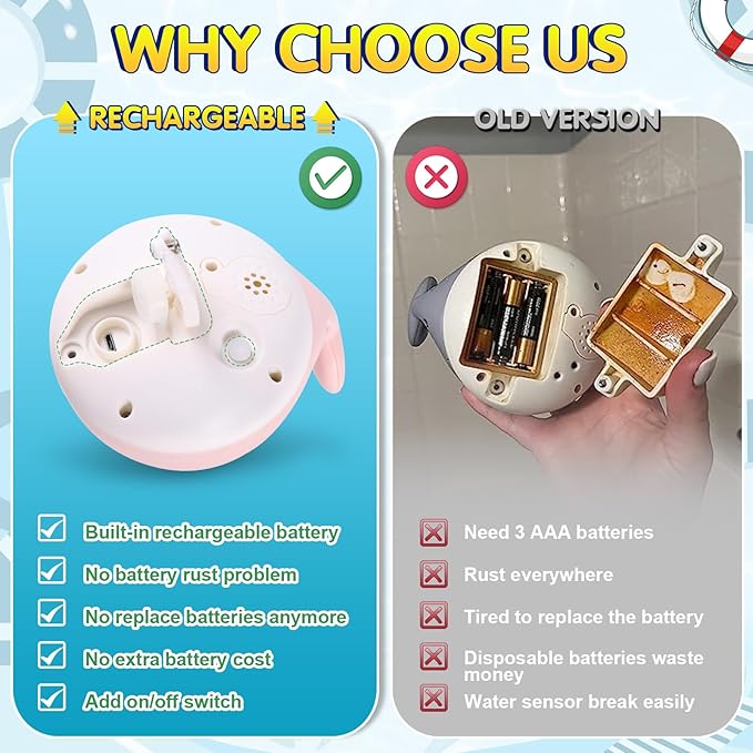 Baby Bath Toys for Kids Ages 1-3, Christmas Stocking Stuffers 1 2 3 Year Girl Gift, Whale Bath Toy Sprinkler Light up Bath Toys for Babies 6-12 Months, Toddler Bathtub Toys Newborn Baby Birthday Gifts